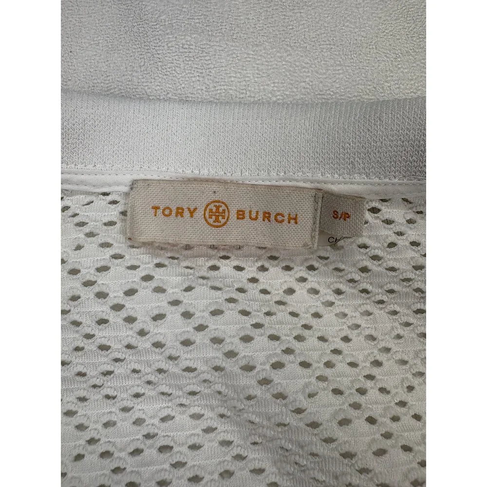 Tory Burch Perforated Knit Polo‎ Top Sz S